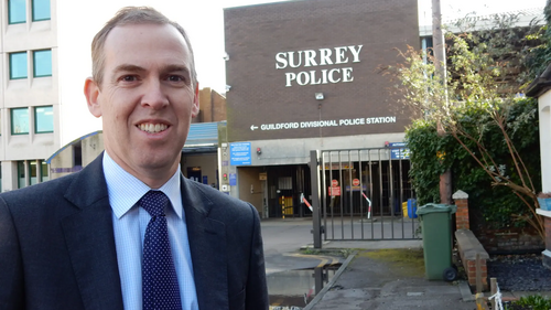 Paul Kennedy outside Guildford Police Station