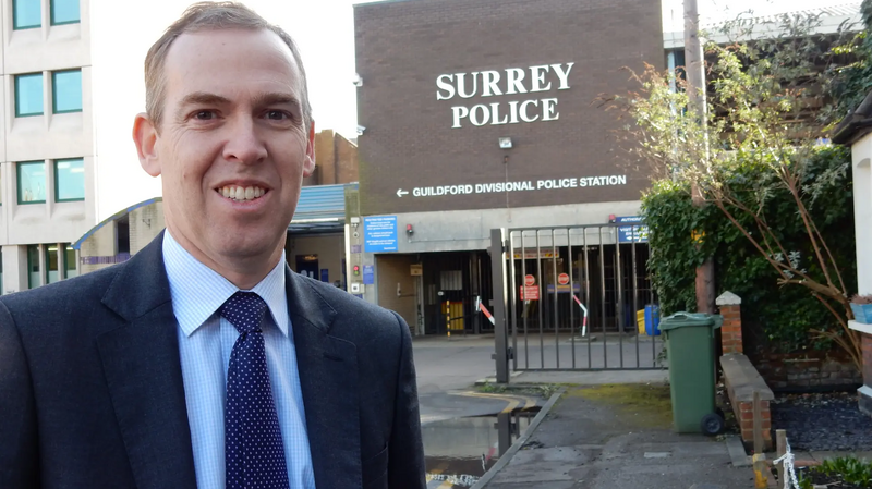 Paul Kennedy outside Guildford Police Station